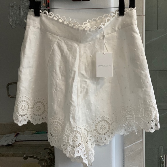 Zimmermann Bellitude Scalloped Eyelet Linen Shorts - Picture 6 of 14
